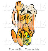 Illustration of a Beer Mug Mascot Plugging His Nose While Jumping into Water by Mascot Junction