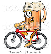 Illustration of a Beer Mug Mascot Riding a Bicycle by Toons4Biz