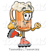 Illustration of a Beer Mug Mascot Roller Blading on Inline Skates by Mascot Junction