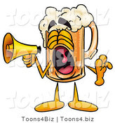 Illustration of a Beer Mug Mascot Screaming into a Megaphone by Toons4Biz