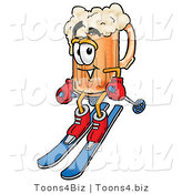 Illustration of a Beer Mug Mascot Skiing Downhill by Mascot Junction