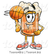 Illustration of a Beer Mug Mascot Spinning a Basketball on His Finger by Mascot Junction