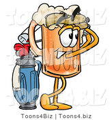 Illustration of a Beer Mug Mascot Swinging His Golf Club While Golfing by Toons4Biz