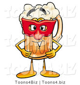 Illustration of a Beer Mug Mascot Wearing a Red Mask over His Face by Toons4Biz