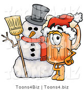Illustration of a Beer Mug Mascot with a Snowman on Christmas by Mascot Junction