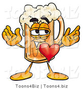 Illustration of a Beer Mug Mascot with His Heart Beating out of His Chest by Toons4Biz
