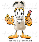Illustration of a Bone Mascot Holding a Pencil by Mascot Junction