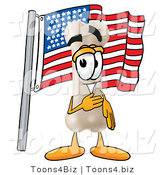 Illustration of a Bone Mascot Pledging Allegiance to an American Flag by Mascot Junction