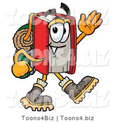 Illustration of a Book Mascot Hiking and Carrying a Backpack by Mascot Junction