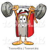 Illustration of a Book Mascot Holding a Heavy Barbell Above His Head by Toons4Biz