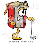 Illustration of a Book Mascot Leaning on a Golf Club While Golfing by Toons4Biz