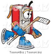 Illustration of a Book Mascot Playing Ice Hockey by Toons4Biz