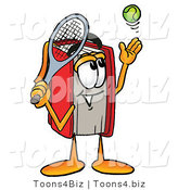 Illustration of a Book Mascot Preparing to Hit a Tennis Ball by Mascot Junction