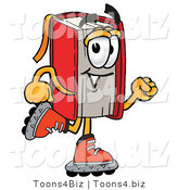 Illustration of a Book Mascot Roller Blading on Inline Skates by Toons4Biz