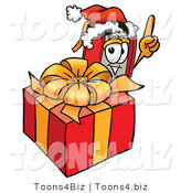 Illustration of a Book Mascot Standing by a Christmas Present by Toons4Biz