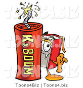 Illustration of a Book Mascot Standing with a Lit Stick of Dynamite by Mascot Junction