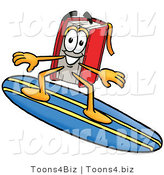 Illustration of a Book Mascot Surfing on a Blue and Yellow Surfboard by Mascot Junction