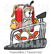 Illustration of a Book Mascot Walking on a Treadmill in a Fitness Gym by Toons4Biz