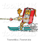 Illustration of a Book Mascot Waving While Water Skiing by Mascot Junction