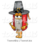 Illustration of a Book Mascot Wearing a Pilgrim Hat on Thanksgiving by Toons4Biz