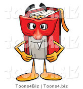 Illustration of a Book Mascot Wearing a Red Mask over His Face by Mascot Junction