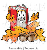 Illustration of a Book Mascot with Autumn Leaves and Acorns in the Fall by Toons4Biz