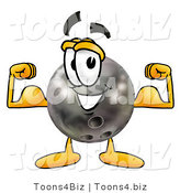 Illustration of a Bowling Ball Mascot Flexing His Arm Muscles by Mascot Junction