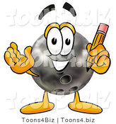 Illustration of a Bowling Ball Mascot Holding a Pencil by Toons4Biz