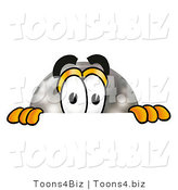Illustration of a Bowling Ball Mascot Peeking over a Surface by Mascot Junction