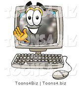 Illustration of a Bowling Ball Mascot Waving from Inside a Computer Screen by Mascot Junction