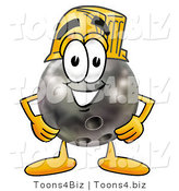 Illustration of a Bowling Ball Mascot Wearing a Helmet by Mascot Junction