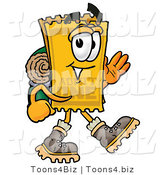 Illustration of a Cartoon Admission Ticket Mascot Hiking and Carrying a Backpack by Toons4Biz