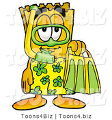 Illustration of a Cartoon Admission Ticket Mascot in Green and Yellow Snorkel Gear by Mascot Junction