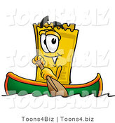 Illustration of a Cartoon Admission Ticket Mascot Rowing a Boat by Mascot Junction
