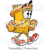 Illustration of a Cartoon Admission Ticket Mascot Speed Walking or Jogging by Toons4Biz