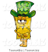 Illustration of a Cartoon Admission Ticket Mascot Wearing a Saint Patricks Day Hat with a Clover on It by Mascot Junction