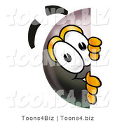Illustration of a Cartoon Billiard 8 Ball Masco Peeking Around a Corner by Toons4Biz