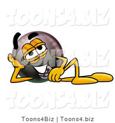 Illustration of a Cartoon Billiard 8 Ball Masco Resting His Head on His Hand by Mascot Junction