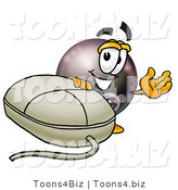 Illustration of a Cartoon Billiard 8 Ball Masco with a Computer Mouse by Toons4Biz