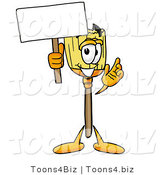 Illustration of a Cartoon Broom Mascot Holding a Blank Sign by Mascot Junction