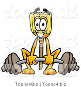 Illustration of a Cartoon Broom Mascot Lifting a Heavy Barbell by Toons4Biz