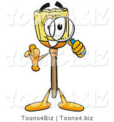 Illustration of a Cartoon Broom Mascot Looking Through a Magnifying Glass by Mascot Junction