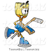 Illustration of a Cartoon Broom Mascot Playing Ice Hockey by Mascot Junction