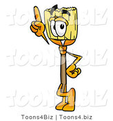 Illustration of a Cartoon Broom Mascot Pointing Upwards by Toons4Biz