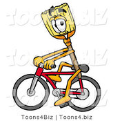 Illustration of a Cartoon Broom Mascot Riding a Bicycle by Mascot Junction