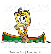 Illustration of a Cartoon Broom Mascot Rowing a Boat by Mascot Junction