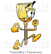 Illustration of a Cartoon Broom Mascot Running by Mascot Junction