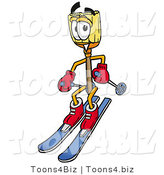 Illustration of a Cartoon Broom Mascot Skiing Downhill by Mascot Junction
