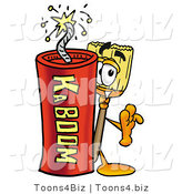 Illustration of a Cartoon Broom Mascot Standing with a Lit Stick of Dynamite by Mascot Junction