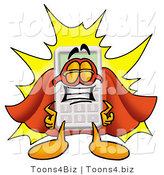 Illustration of a Cartoon Calculator Mascot Dressed As a Super Hero by Mascot Junction
